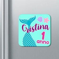 Set x 10 calamite Primo compleanno 1 anno Coda colorata di Sirena, personalizzate con il nome!