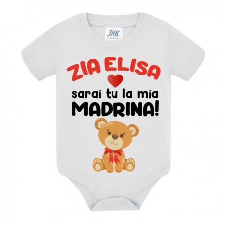 Body neonato bimbo e bimba Zia sarai tu la mia madrina! Personalizzato con il nome! Orsetto!