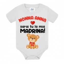 Body neonato bimbo e bimba Nonna sarai tu la mia madrina! Personalizzato con il nome! Orsetto!