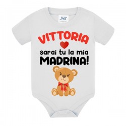 Body neonato bimbo e bimba Sarai tu la mia madrina! Personalizzato con il nome! Orsetto!