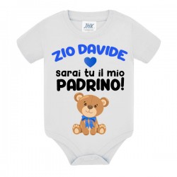 Body neonato bimbo e bimba Zio sarai tu il mio padrino! Personalizzato con il nome! Orsetto!