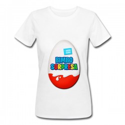 T-shirt donna Bimbo Sorpresa, ovetto di cioccolato, meno sonno più amore! Idea regalo gravidanza!