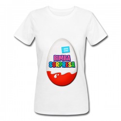 T-shirt donna Bimba Sorpresa, ovetto di cioccolato, meno sonno più amore! Idea regalo gravidanza!