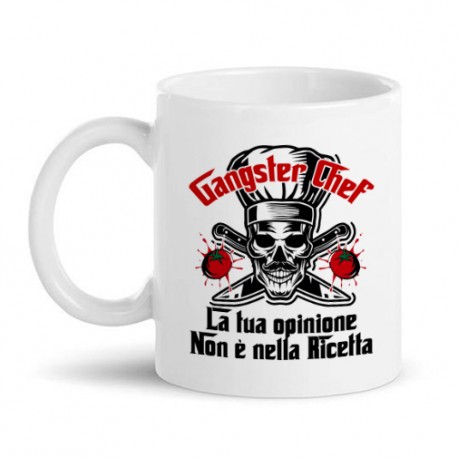 Tazza mug 11 oz Gangster Chef, la tua opinione non è nella ricetta! Divertente idea regalo per cuoco, boss della cucina! 