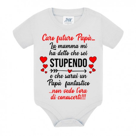 Body neonato bimbo e bimba Caro futuro papà non vedo l'ora di conoscerti! Festa del papà o annuncio gravidanza!