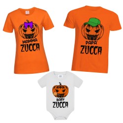 Pacchetto famiglia 2 t-shirt uomo e donna + 1 body bimbo o bimba Zucca Family! Halloween, mamma papà e figlio o figlia!
