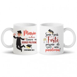 Tazza mug 11 oz Laureato, personalizzata con nome, laurea e data, più forte di una pandemia! Stampa avanti e indietro!