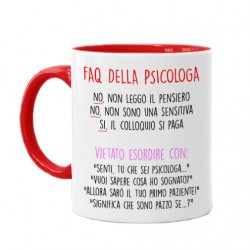 Tazza mug 11 oz rossa Faq della Psicologa, risposte divertenti a domande fastidiose, idea regalo Laurea in Psicologia!