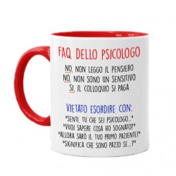 Tazza mug rossa 11 oz Faq dello Psicologo, risposte divertenti a domande fastidiose, idea regalo Laurea in Psicologia!
