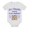 Body neonato neonata Zio vuoi essere il mio Padrino? Personalizzato con nome! Orsetti, scritte azzurre!