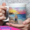 Tazza mug 11 oz Dog Love, donna e cagnolino, PERSONALIZZATA CON I VOSTRI NOMI, RAZZA CANE, CAPELLI!