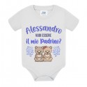 Body neonato neonata Vuoi essere il mio Padrino? Personalizzato con nome! Orsetti, scritte azzurre!