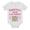 Body neonato neonata Vuoi essere il mio Padrino? Personalizzato con nome! Orsetti, scritte rosa!