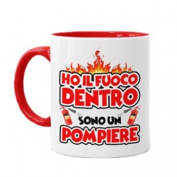 Tazza mug 11 oz color rossa Ho il fuoco dentro, sono un pompiere! Idea regalo vigile del fuoco!