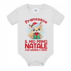 Body neonato neonata Il mio primo Natale con mamma e papà, personalizzato con il nome di bimba o bimbo! Volpe baby! 