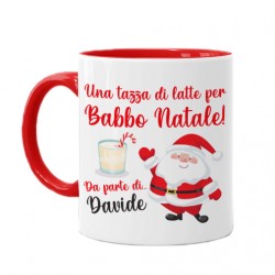 Tazza mug 11 oz color rossa Latte per Babbo Natale, da parte di, personalizzata con nome o nomi!