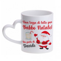 Tazza mug 11 oz manico cuore Latte per Babbo Natale, da parte di, personalizzata con nome o nomi!