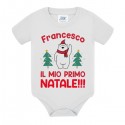 Body neonato neonata Il mio primo Natale, personalizzato con il nome di bimba o bimbo! Orso e alberelli!