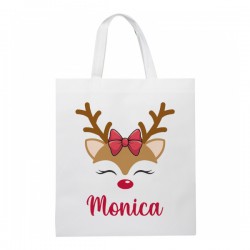Shopper borsetta personalizzabile con il nome, renna carina, idea regalo per confezionare un dono di Natale! 