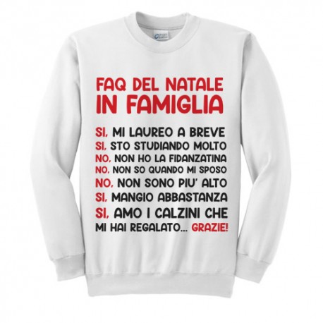 Felpa Girocollo Uomo FAQ del Natale in Famiglia, risposte Divertenti a Domande fastidiose dei parenti Serpenti!