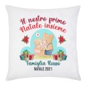 Federa per Cuscino Il nostro primo Natale insieme, personalizzata con cognome di famiglia! Mamma e papà orso!