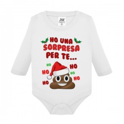 Body neonato manica lunga Ho una sorpresa per te, emoji di Natale pupù divertente! Idea regalo bimba o bimbo! 