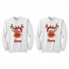 Coppia di Felpe Unisex Uomo e Donna Lui e lei Renne di Natale Divertenti Personalizzate con i Vostri Nomi!
