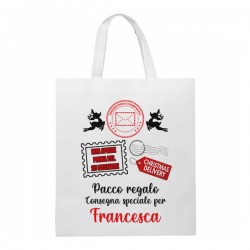 Shopper borsetta Pacco regalo consegna speciale di Natale, personalizzata con il nome! Idea per confezionare dono natalizio! 