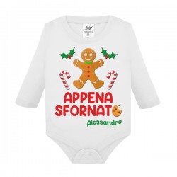 Body neonato manica lunga Appena sfornato! Personalizzato con nome! Biscottino zenzy di Natale!