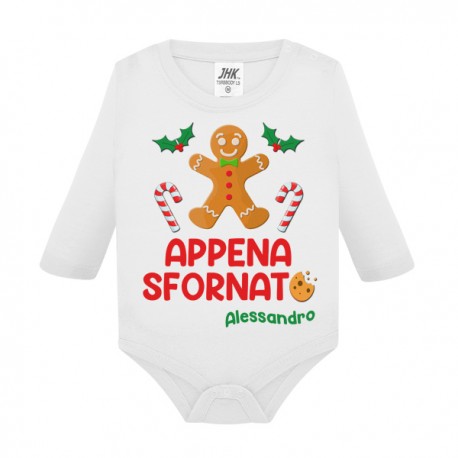 Body neonato manica lunga Appena sfornato! Personalizzato con nome! Biscottino zenzy di Natale!