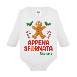 Body neonata manica lunga Appena sfornata! Personalizzato con nome! Biscottino zenzy di Natale!
