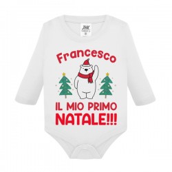 Body neonato manica lunga Il mio primo Natale! Personalizzato con nome! Orsetto polare!