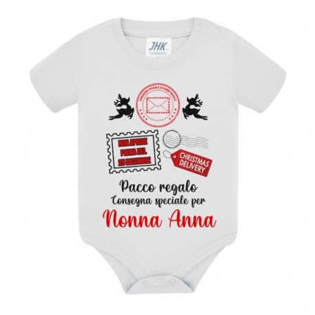 Body neonato Consegna speciale di Natale, pacco regalo futura Nonna,  personalizzato con nome! Annuncio sorpresa gravidanza!