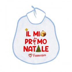 Bavaglino bavetta neonato Il Mio Primo 1° Natale, personalizzato con nome di bimbo! 