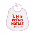 Bavaglino bavetta neonata Il Mio Primo 1° Natale, personalizzato con nome di bimba! 