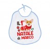 Bavaglino bavetta neonato Il Primo 1° Natale di, personalizzato con nome di bimbo! Cagnolino natalizio! 