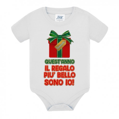 Body neonato neonata Quest'anno il regalo più bello sono io, personalizzato con nome di bimbo o bimba! Pacco regalo di Natale! 