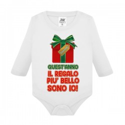  Body neonato neonata manica lunga Quest'anno il regalo più bello sono io, personalizzato con nome di bimbo o bimba!