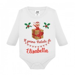  Body neonato neonata manica lunga Il primo Natale di, personalizzato con nome di bimbo o bimba!