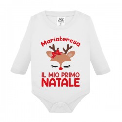  Body neonata manica lunga Il mio primo Natale, personalizzato con nome di bimba! Renna carina!