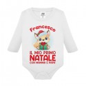  Body neonato neonata manica lunga Il mio primo Natale, personalizzato con nome di bimbo o bimba! Volpe!