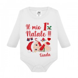  Body neonato neonata manica lunga Il mio primo Natale, personalizzato con nome di bimbo o bimba! Bebè happy!