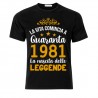 T-Shirt Maglietta Uomo Compleanno La Vita comincia a 40, la nascita delle leggende! Personalizzata con anni e data! Nera!