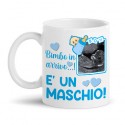 Tazza mug 11 oz Bimbo in arrivo, è un maschio! Personalizzata con ecografia, annuncio gravidanza e gender reveal!