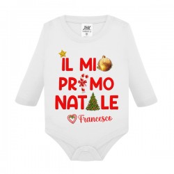 Body neonato neonata manica lunga Il Mio Primo 1° Natale, personalizzato con nome di bimbo o bimba!