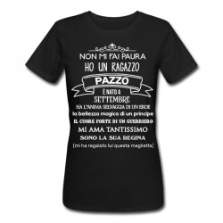 T-Shirt Maglietta Donna Non mi fai paura ho un ragazzo pazzo! Divertente, PERSONALIZZATA CON MESE DI NASCITA!