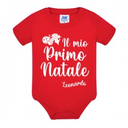 Body neonato neonata Il mio Primo Natale, Personalizzato con nome di bimbo o bimba! Rosso, idea regalo natalizia!