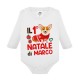 Body neonato neonata manica lunga Primo 1° Natale, personalizzato con nome di bimbo o bimba! Cagnolino!