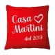 Federa per cuscino rossa 100% cotone Personalizzata con Cognome e Anno! Regalo Natale, anniversario matrimonio, famiglia!