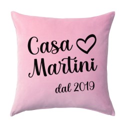 Federa per cuscino rosa 100% cotone Personalizzata con Cognome e Anno! Regalo Natale, anniversario matrimonio, famiglia!